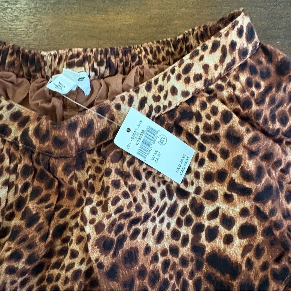 Aerie Leopard Tiered Ruffle Elastic Waist Mini Skirt Shorts 100% Cotton XSMALL - Picture 4 of 12